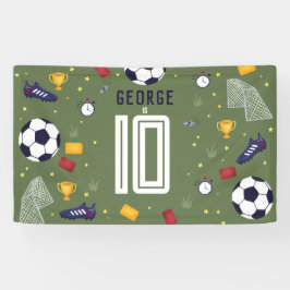 Cool Green Sports Soccer Boys Birthday Sign Banner