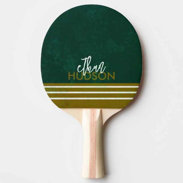 Cool Green Table Tennis Paddle With Name  Tischtennis Schläger (Vorderseite)