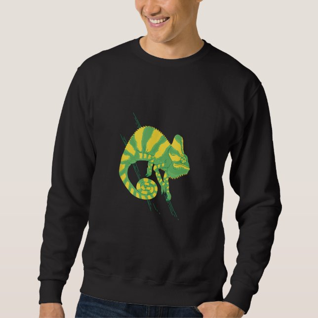 Cool green yellow chameleon Old World lizards cham Sweatshirt (Vorderseite)