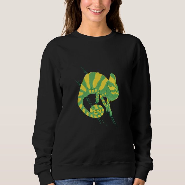 Cool green yellow chameleon Old World lizards cham Sweatshirt (Vorderseite)