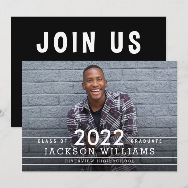 Cool Grids Abschluss Ankündigung Einladung (Vorne/Hinten)