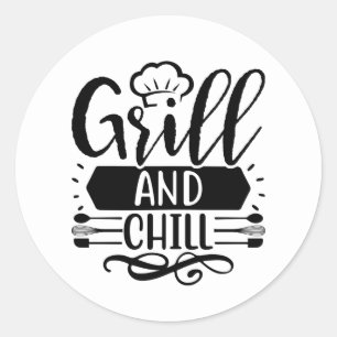 Cool Grill Chillout Wortart Runder Aufkleber