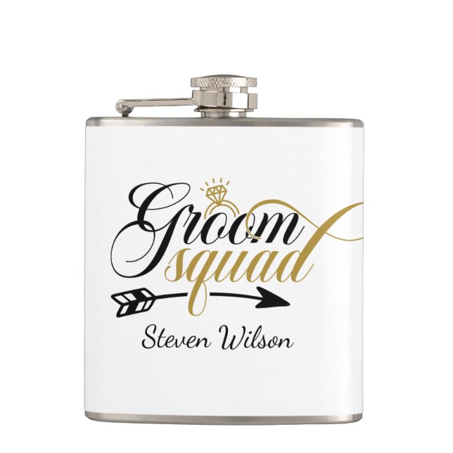 Cool Groom Squad add name  Flachmann (Vorderseite)