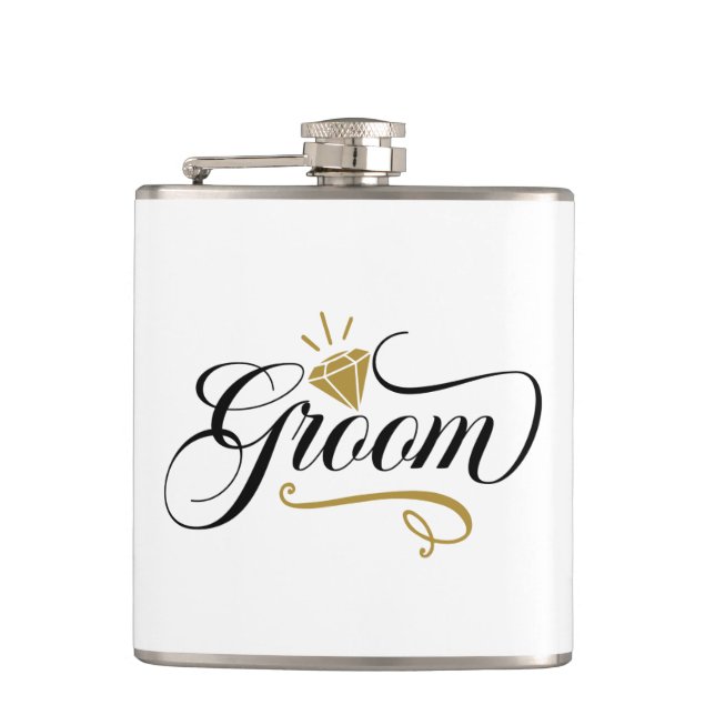 Cool Groom Wedding add name  Flachmann (Vorderseite)