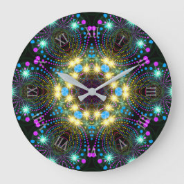 Cool Groovy Blacklight Inspo Star Sparkle Große Wanduhr