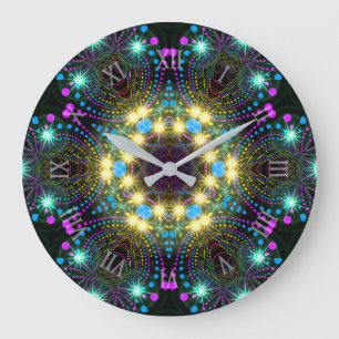 Cool Groovy Blacklight Inspo Star Sparkle Große Wanduhr