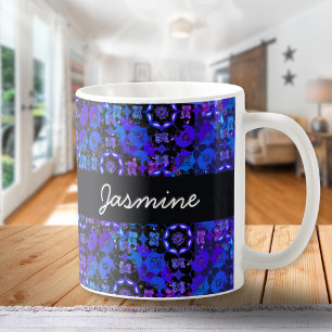 Cool Groovy Boho Retro Chic Blue Lila Hippie Kaffeetasse