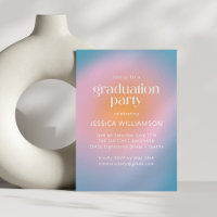 Cool Groovy Pink Türkis Foto Graduation Party