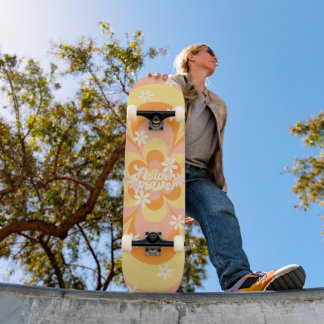 Cool Groovy Retro Vintage Blume Power Skateboard