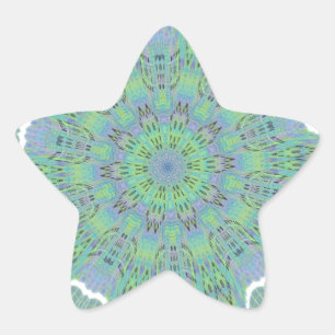 Cool grünes Blumenmuster Stern-Aufkleber
