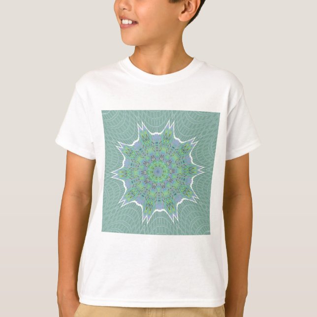 Cool grünes Blumenmuster T-Shirt (Vorderseite)