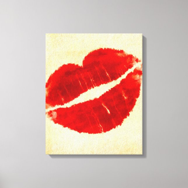 Cool Grunge Big Red Lips Canvas Print Leinwanddruck (Vorderseite)