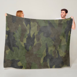 Cool Grunge Green Camouflage Custom Fleece Blanken