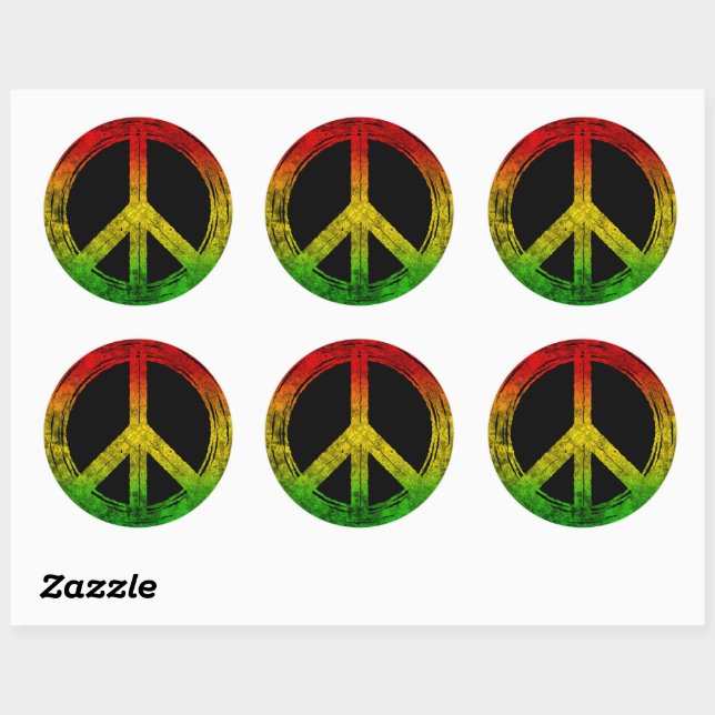 Cool Grunge Reggae Rasta Peace Symbol Stickers (Blatt)