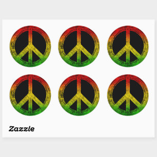 Cool Grunge Reggae Rasta Peace Symbol Stickers