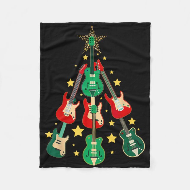 Cool Guitar Christmas Tree Guitar Lovers Christmas Fleecedecke (Vorderseite)