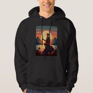 Cool Guitarist Father Dad Playing Guitar In Sunset Hoodie