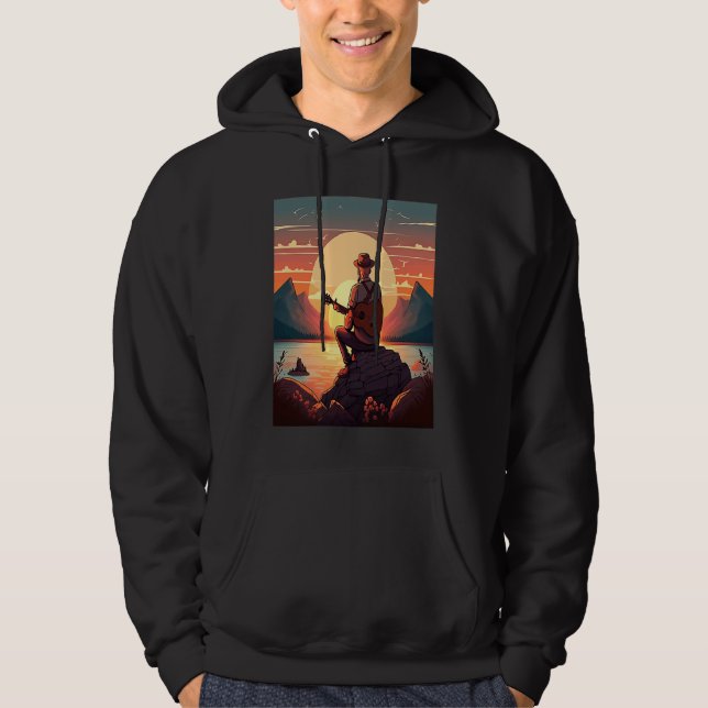 Cool Guitarist Father Dad Playing Guitar In Sunset Hoodie (Vorderseite)