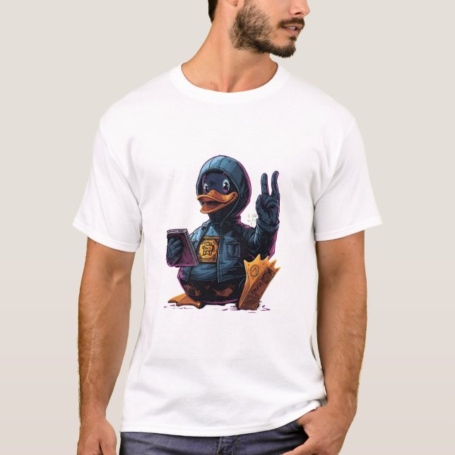Cool Hacker Duck Illustration-Cyber Tech Programer T-Shirt (Vorderseite)