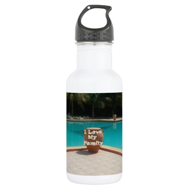 Cool Hakuna Matata Pool Seite I Liebe Meine Famili Edelstahlflasche (Vorderseite)