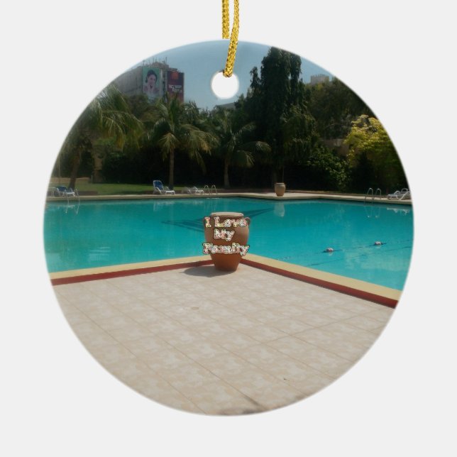 Cool Hakuna Matata Pool Seite I Liebe Meine Famili Keramikornament (Vorne)