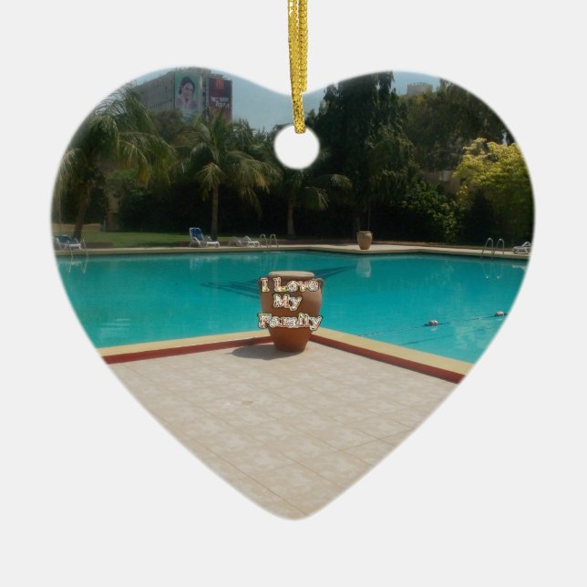 Cool Hakuna Matata Pool Seite I Liebe Meine Famili Keramikornament (Vorne)