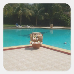 Cool Hakuna Matata Pool Seite I Liebe Meine Famili Quadratischer Aufkleber