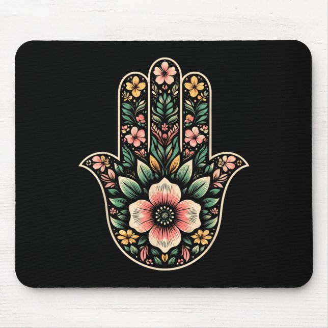 Cool Hamsa Khamsa Symbol In Floral Art Style Chris Mousepad (Vorne)