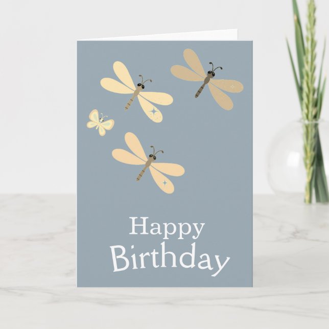 Cool Happy Birthday Dragonflies Card Karte (Vorderseite)