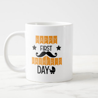 Cool Happy first Father's Day word art  Jumbo-Tasse