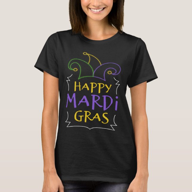 Cool Happy Mardi Gras Clown Hat Carnival Celebrati T-Shirt (Vorderseite)