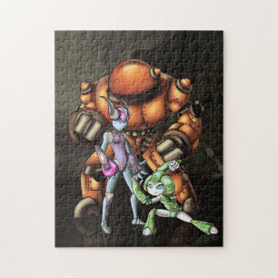 Cool Happy Robot Trio Illustration Puzzle