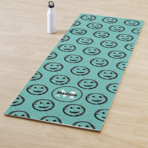 Cool Happy Smilin Gesichtsmuster leicht aquamarin Yogamatte