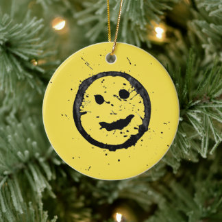 Cool Happy Smiling face yellow Keramik Ornament