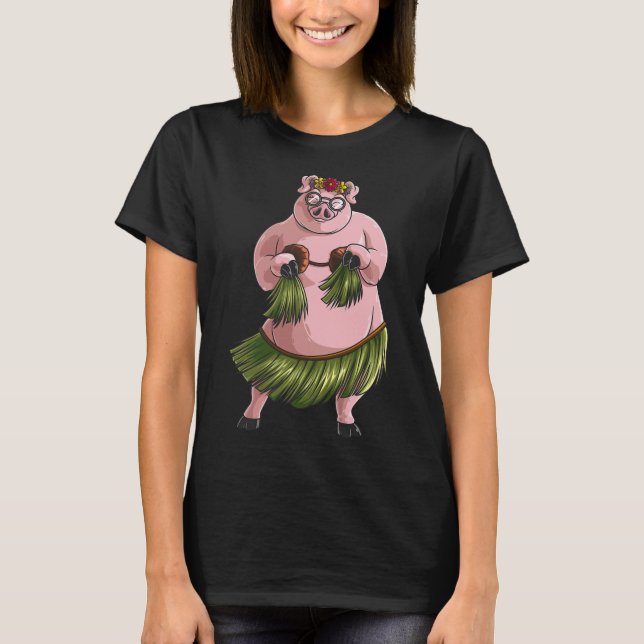 Cool Hawaiian Luau Pig Funny Boar Lover Hula Danci T-Shirt (Vorderseite)
