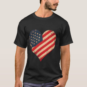 Cool Heart America Flag USA Herz 4. Juli Whit T-Shirt