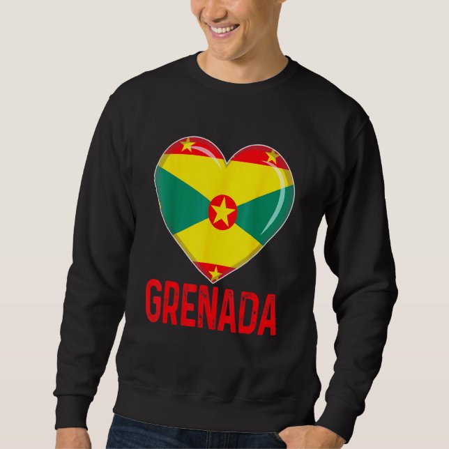 Cool Heart Grenada Flag Men Women Kid Patriotic Sweatshirt (Vorderseite)