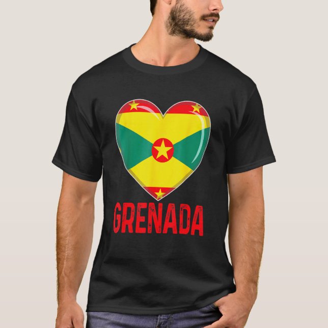 Cool Heart Grenada Flag Men Women Kid Patriotic T-Shirt (Vorderseite)