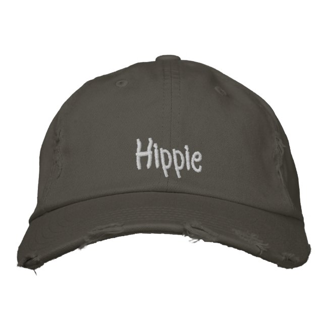 Cool Hippie Rustic Nickel Grau Vintag Bestickte Baseballkappe (Vorderseite)