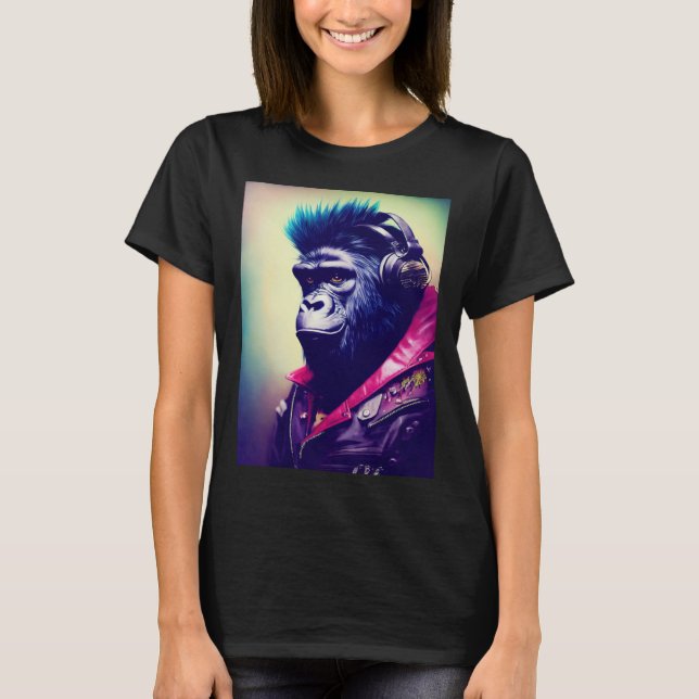Cool Hipster Colorful Gorilla Illustration Graphic T-Shirt (Vorderseite)