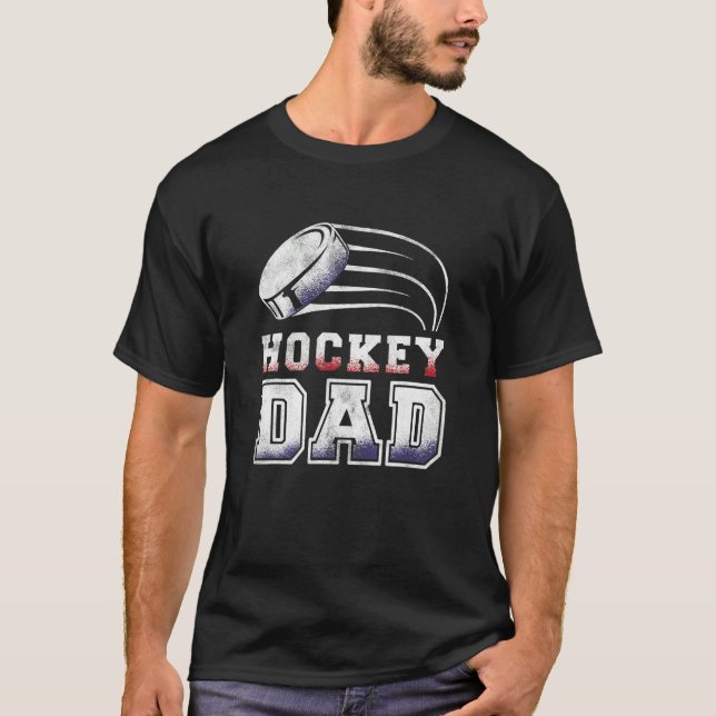 Cool Hockey Dad Hockey American Flag T-Shirt (Vorderseite)