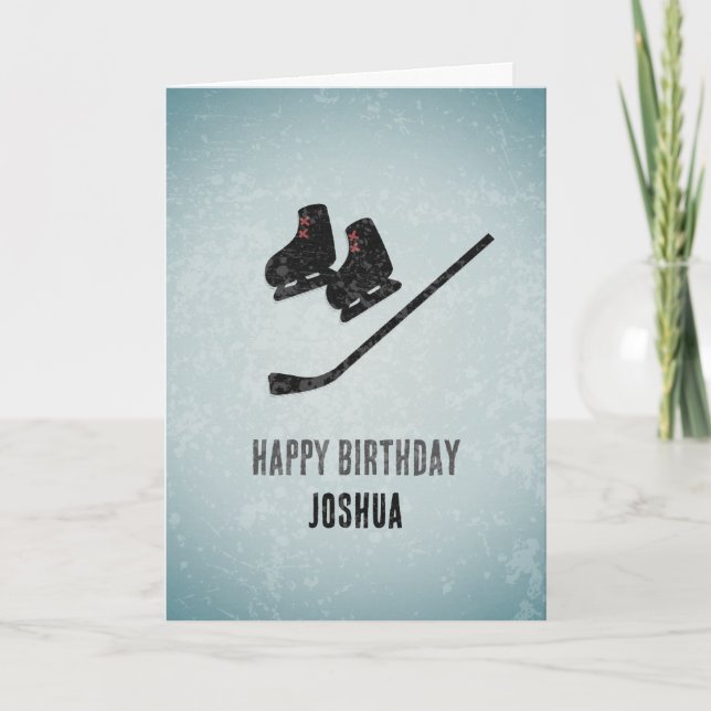 Cool Hockey Thema Ice Texture Männchen Geburtstag Karte (Vorderseite)