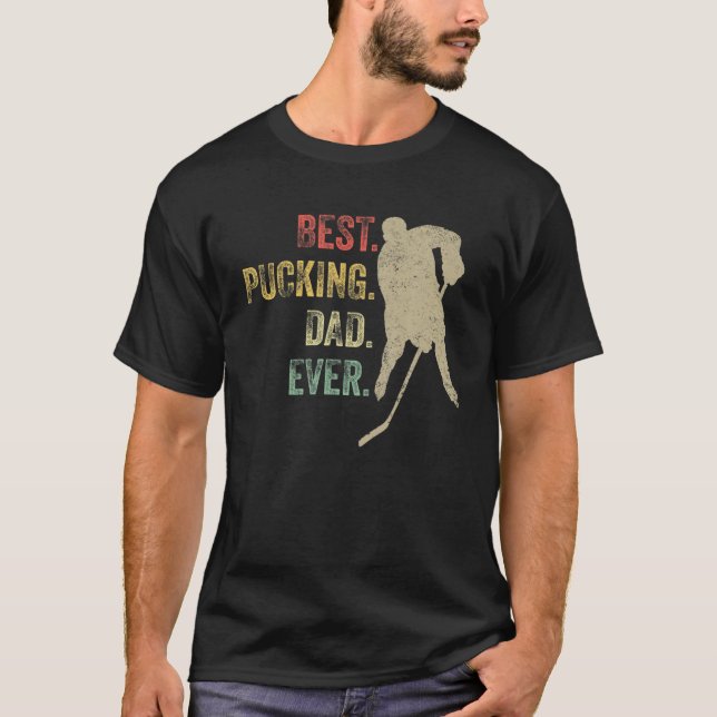 Cool Hockey Vater Geschenk Funny Best Puck Vater E T-Shirt (Vorderseite)