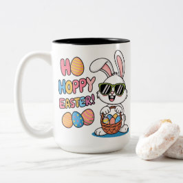 Cool Hoppy Easter Bunny Sunglasses and Basket Kids Zweifarbige Tasse