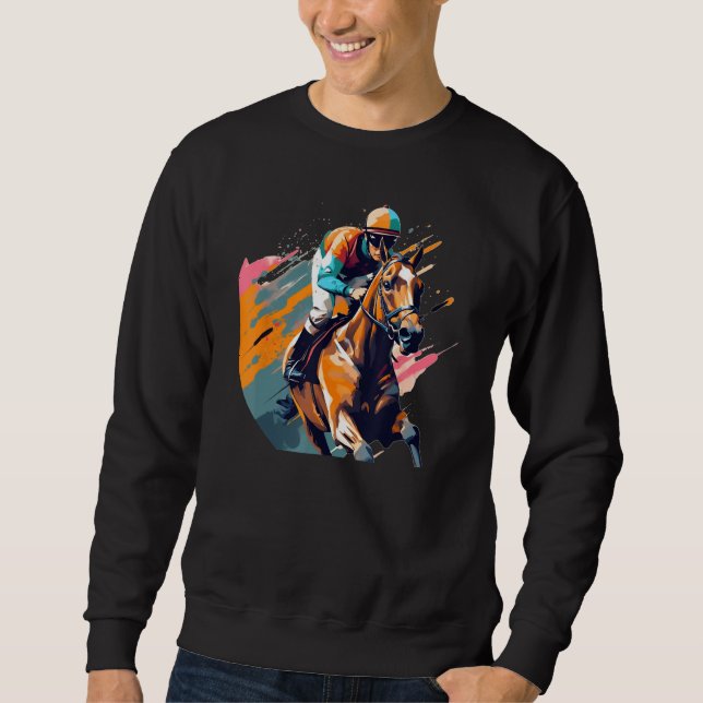Cool Horse with Horseman for  Horseracing Sweatshirt (Vorderseite)