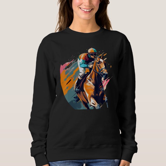 Cool Horse with Horseman for  Horseracing Sweatshirt (Vorderseite)