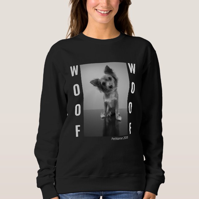 Cool Hunde Foto Personalisiert Weibchen Schwarz Sweatshirt (Vorderseite)