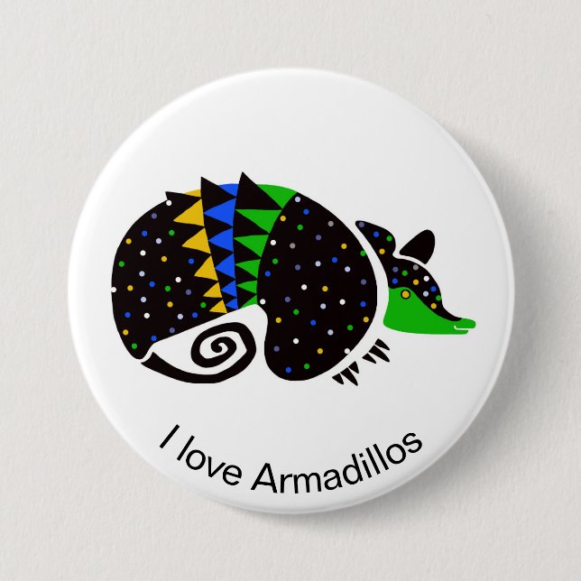 Cool I Liebe ARMADILLO - Gefährdete Tiergrafik Button (Vorderseite)