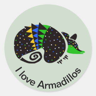 Cool I Liebe ARMADILLOS - Wildtiere Runder Aufkleber