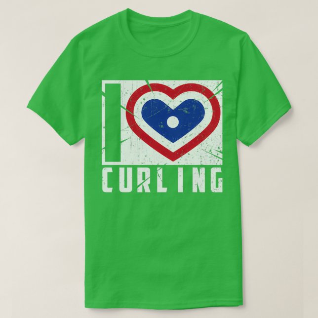 Cool I Liebe Curling Design Niedliches Wintergesch T-Shirt (Design vorne)